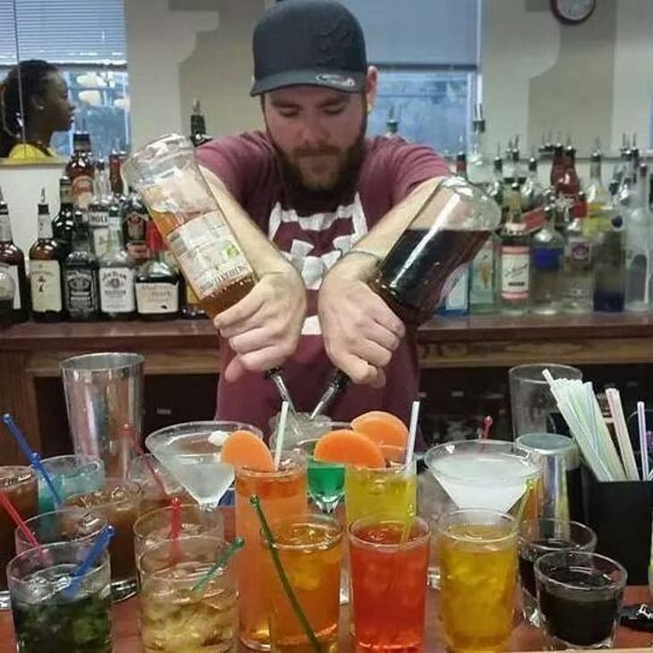 PBS student doing a double pour during class